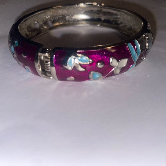 Vintage Cloisonne Enameled Hinged Bangle Bracelet - Picture 5 of 5